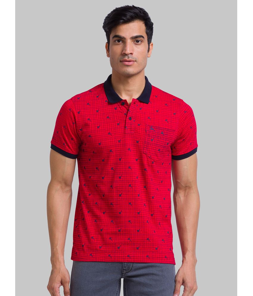     			Parx Cotton Regular Fit Printed Half Sleeves Men's Polo T Shirt - Red ( Pack of 1 )