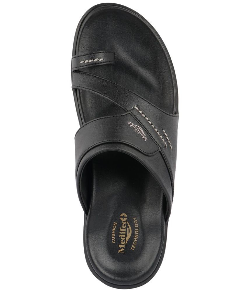     			Medifeet Black Men's Leather Slipper