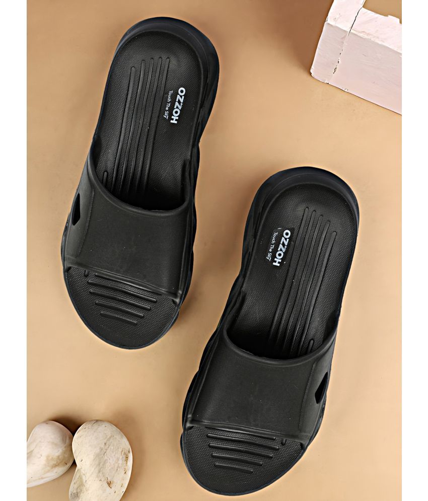     			OZZOH Black Men's Slide Flip Flop