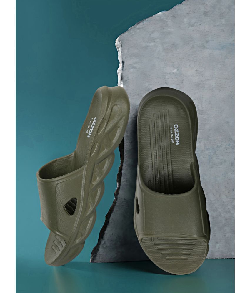     			OZZOH Olive Men's Slide Flip Flop