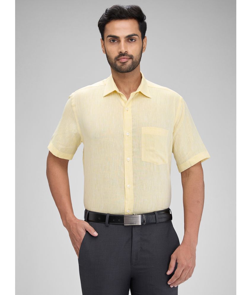     			Park Avenue Linen Regular Fit Half Sleeves Men's Formal Shirt - Yellow ( Pack of 1 )