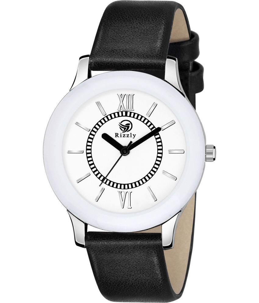     			Septem Black Leather Analog Men's Watch