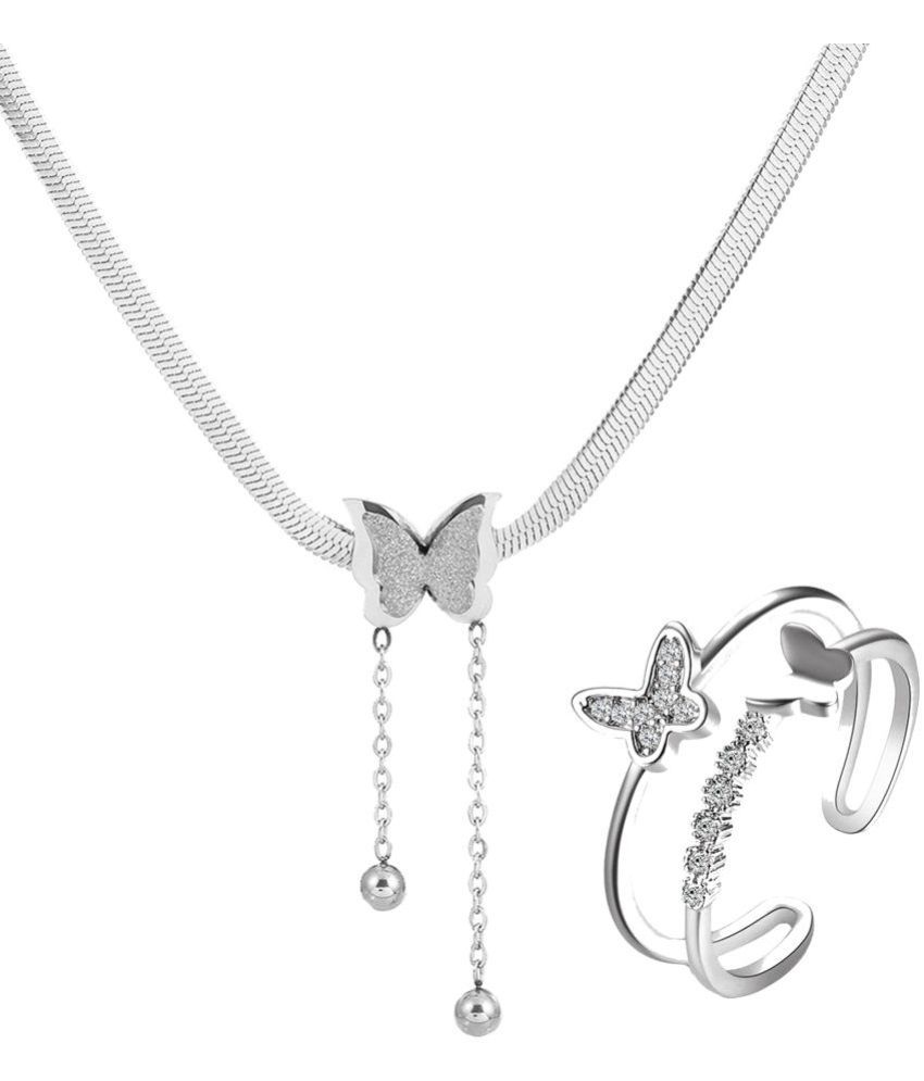     			Thrillz Silver Plated Chain ( Pack of 2 )