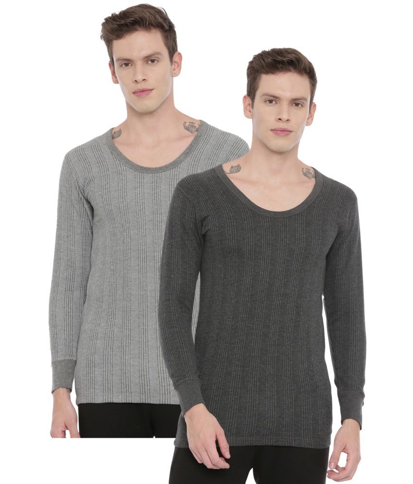     			3PIN Multicolor Thermal Top Cotton Men's Thermal Tops ( Pack of 2 )