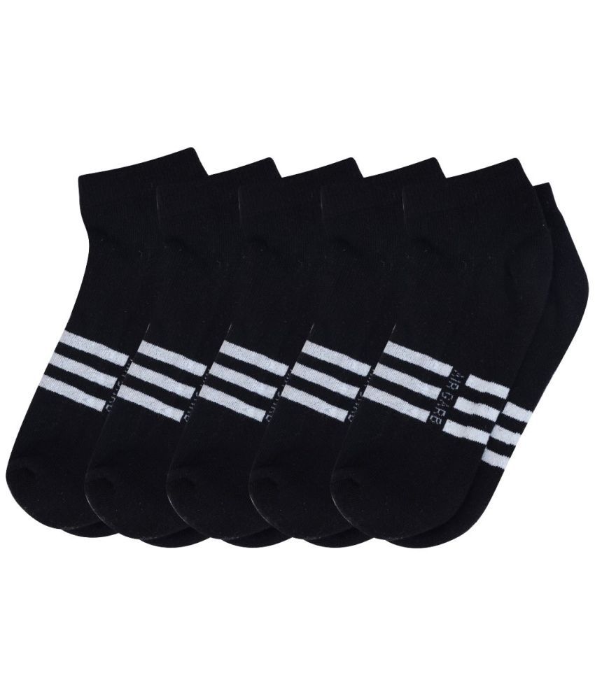     			AIR GARB Cotton Men's Striped Black Low Cut Socks ( Pack of 5 )