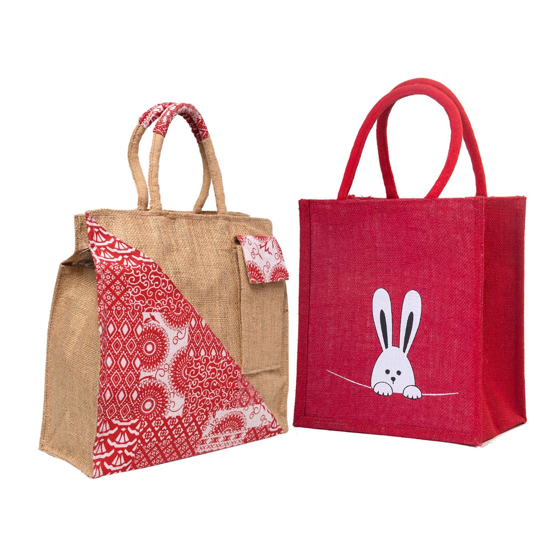     			ENSAC Red Jute Lunch Bag Pack of 2