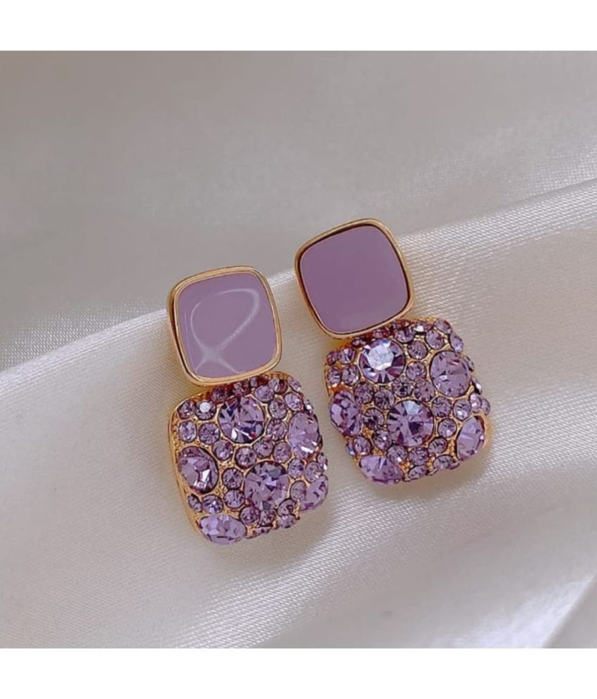     			FASHION FRILL Purple Drop Earrings ( Pack of 2 )