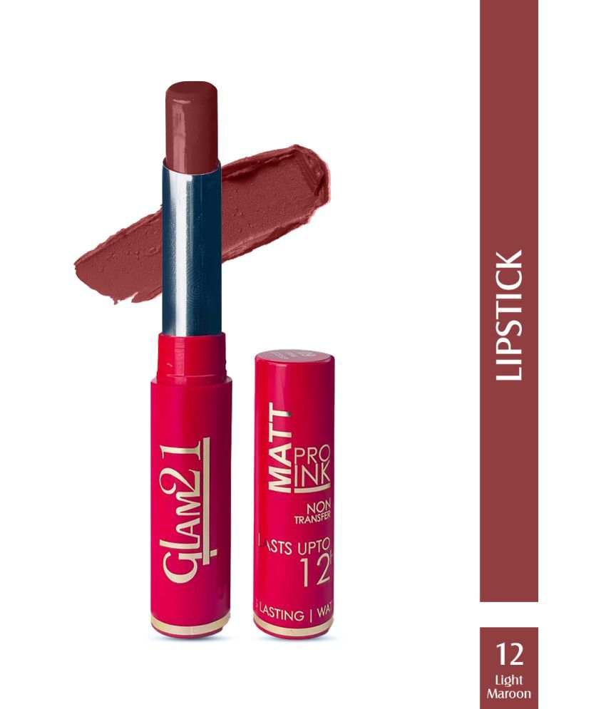     			Glam21 Matte Pro Ink Non Transfer Lipstick With 12hrs Long Stay 18 Amazing Shades 20gm LightMaroon-12