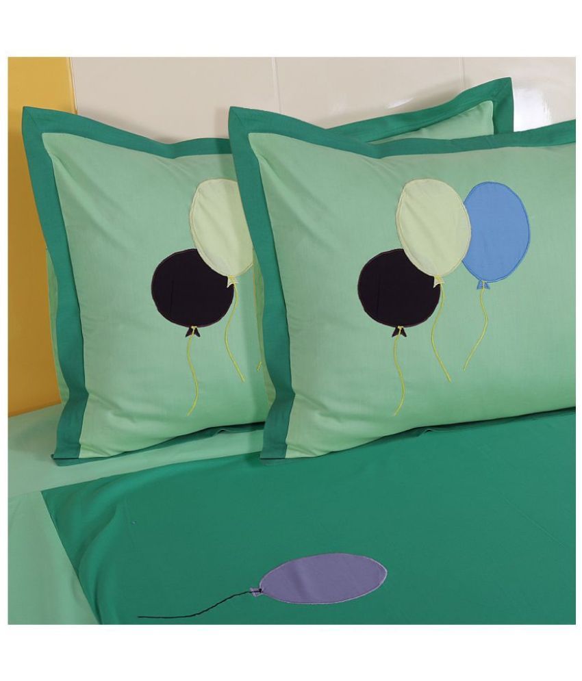     			HUGS N RUGS - Pack of 2 Cotton Solid Regular Pillow Cover ( 152.4 cm(60) x 101.6 cm(40) ) - Green