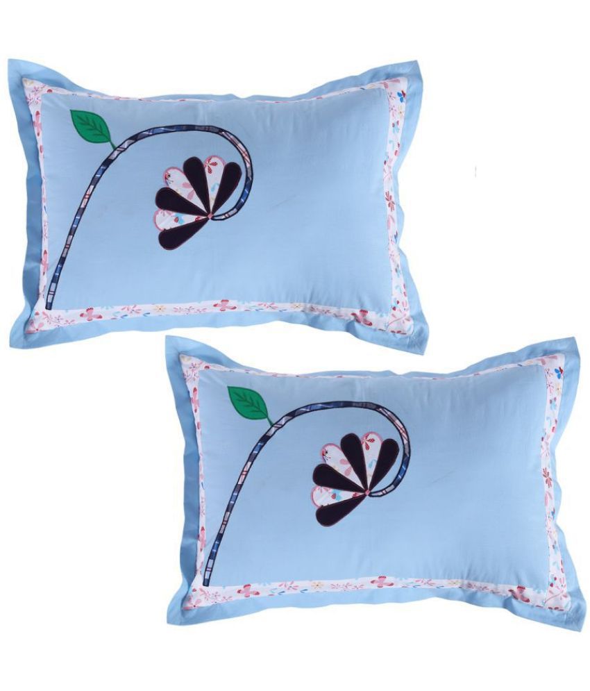     			HUGS N RUGS - Pack of 2 Cotton Solid Regular Pillow Cover ( 152.4 cm(60) x 101.6 cm(40) ) - Blue