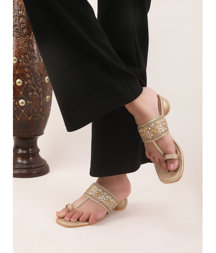     			JM Looks Gold Women's Slip On Heels