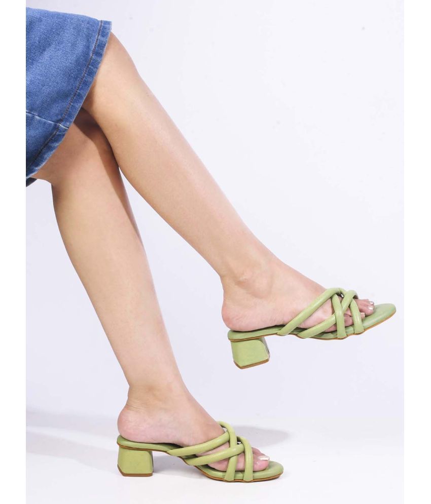     			JM Looks Mint Green Women's Slip On Heels