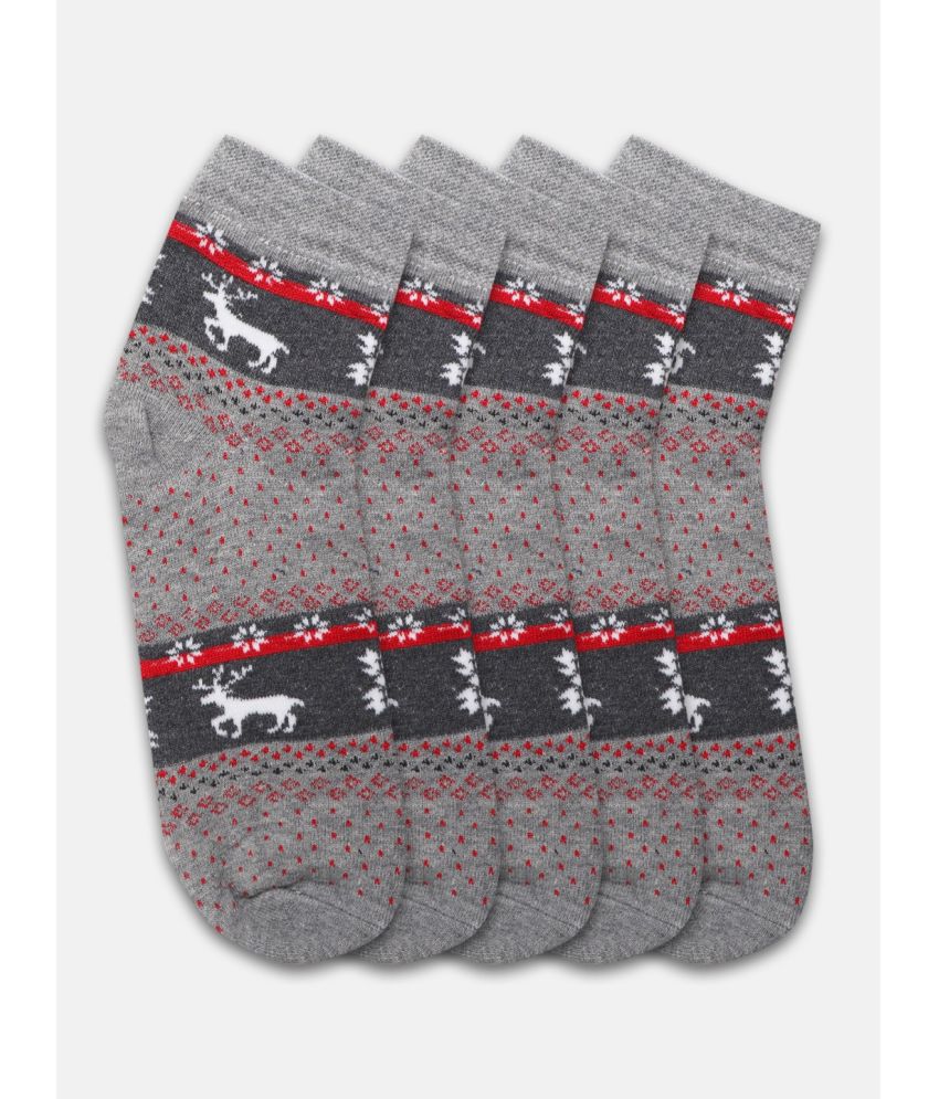     			Kolor Fusion Cotton Blend Men's Printed Dark Grey Mid Length Socks ( Pack of 5 )