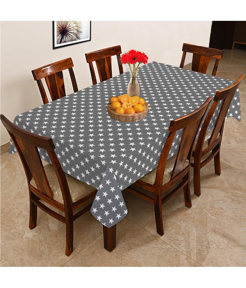     			Oasis Home Tex Printed Cotton 6 Seater Rectangle Table Cover ( 178 x 152 ) cm Pack of 1 Gray