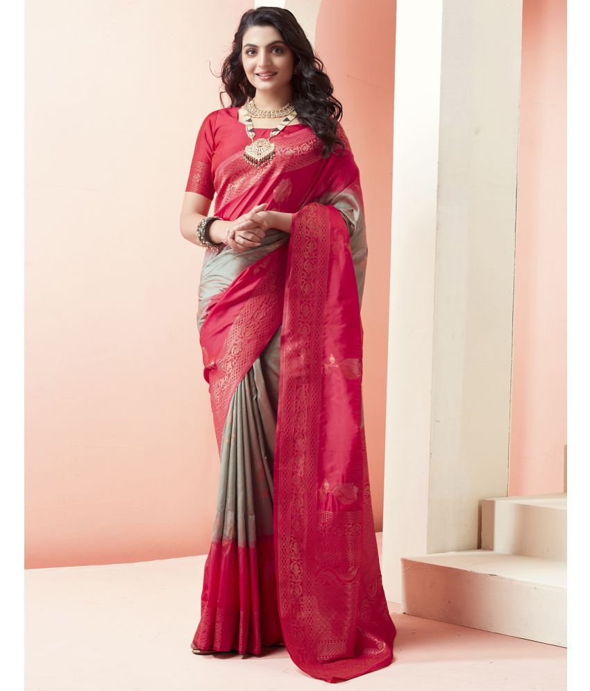     			Satrani Silk Woven Saree With Blouse Piece - Rani ( Pack of 1 )