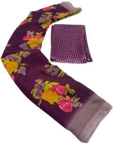     			Vichitro Georgette Printed Saree With Blouse Piece - Purple ( Pack of 1 )