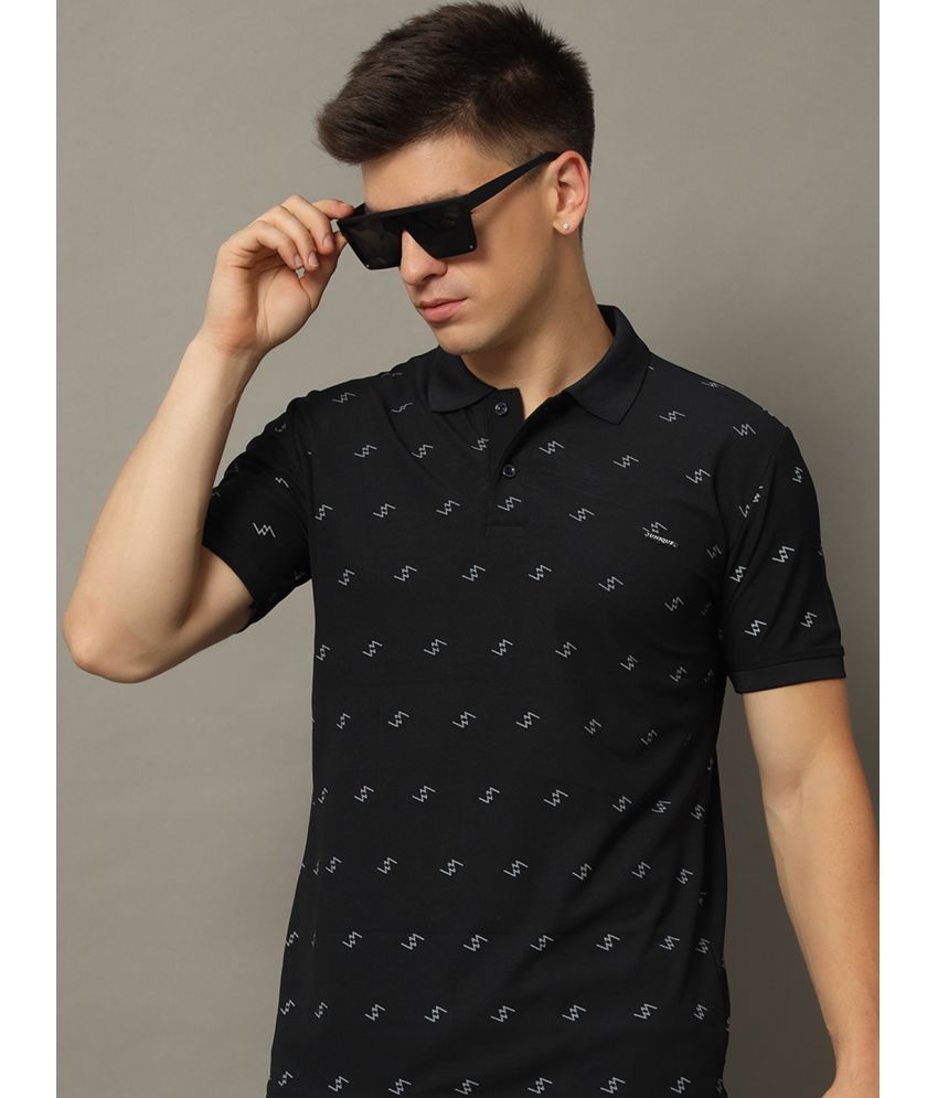     			WESTMAN Cotton Blend Regular Fit Printed Half Sleeves Men's Polo T Shirt - Black ( Pack of 1 )