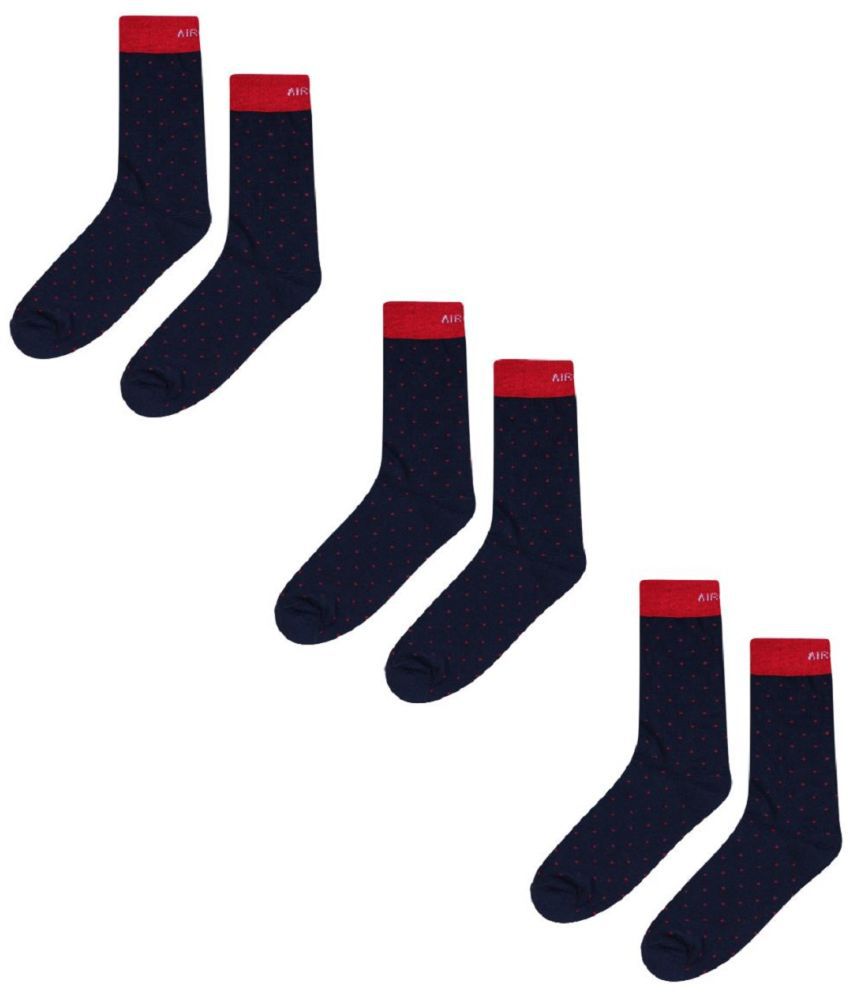     			AIR GARB Cotton Men's Self Design Blue Mid Length Socks ( Pack of 3 )