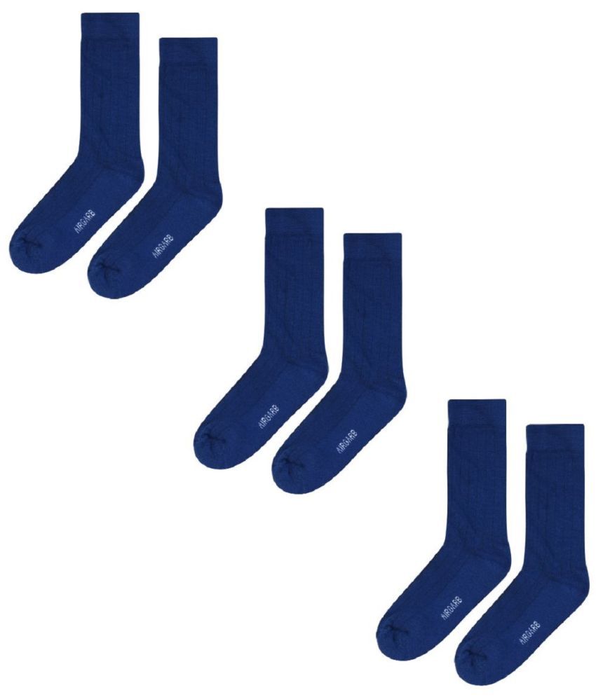     			AIR GARB Cotton Men's Striped Blue Mid Length Socks ( Pack of 3 )