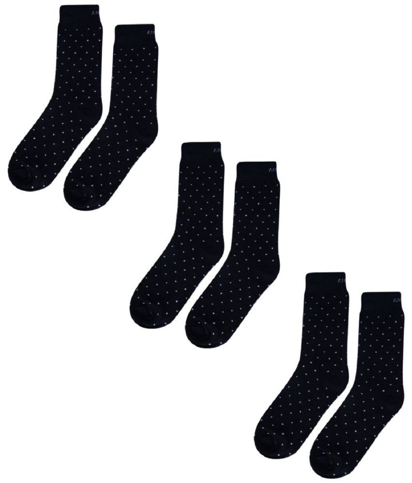     			AIR GARB Cotton Men's Self Design Black Mid Length Socks ( Pack of 3 )