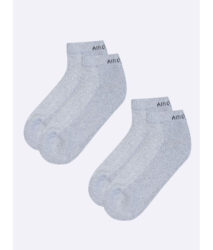     			AIR GARB Cotton Men's Printed Light Grey Low Ankle Socks ( Pack of 2 )