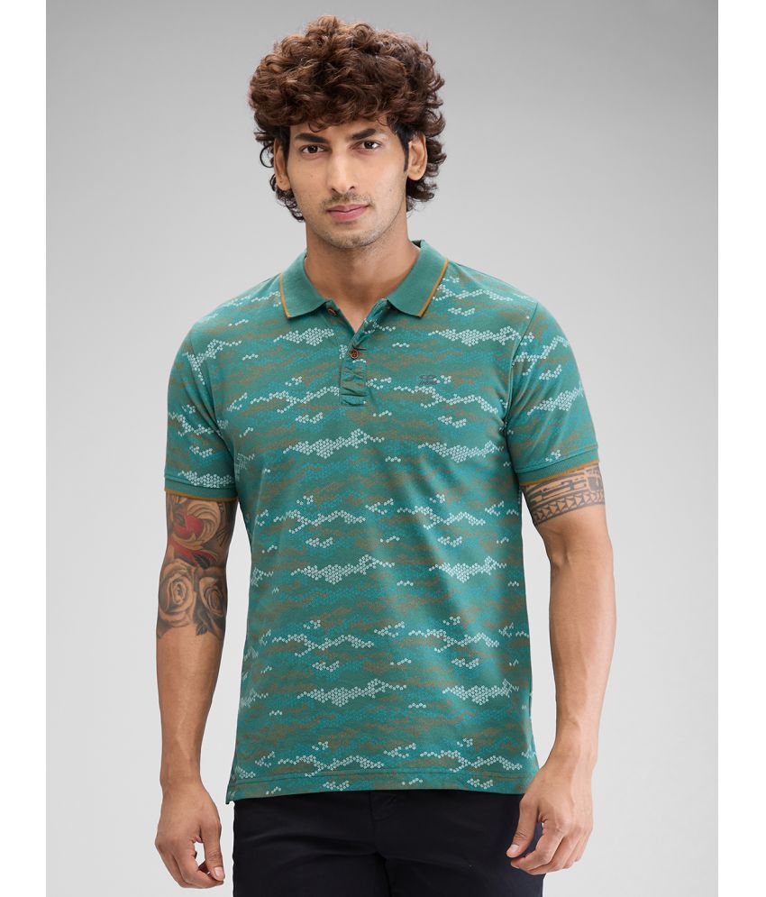     			Colorplus Cotton Regular Fit Printed Half Sleeves Men's Polo T Shirt - Green ( Pack of 1 )