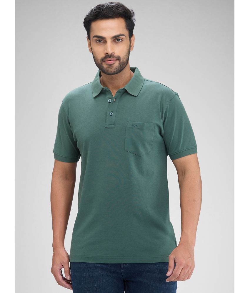    			Colorplus Cotton Regular Fit Solid Half Sleeves Men's Polo T Shirt - Green ( Pack of 1 )