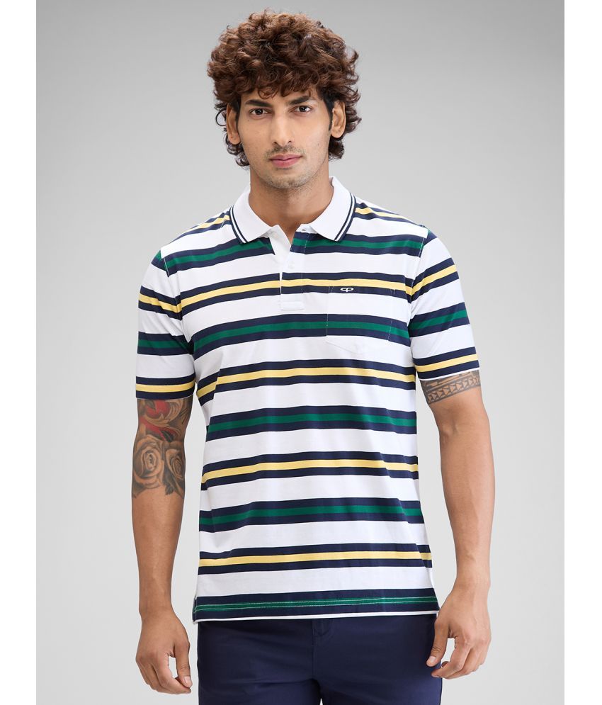     			Colorplus Cotton Regular Fit Striped Half Sleeves Men's Polo T Shirt - White ( Pack of 1 )