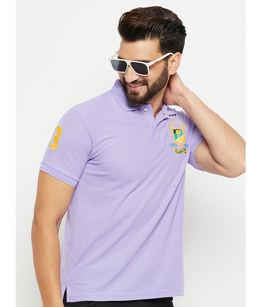     			GET GOLF Pack of 1 Cotton Blend Regular Fit Embroidered Half Sleeves Men's Polo T Shirt ( Lavender )