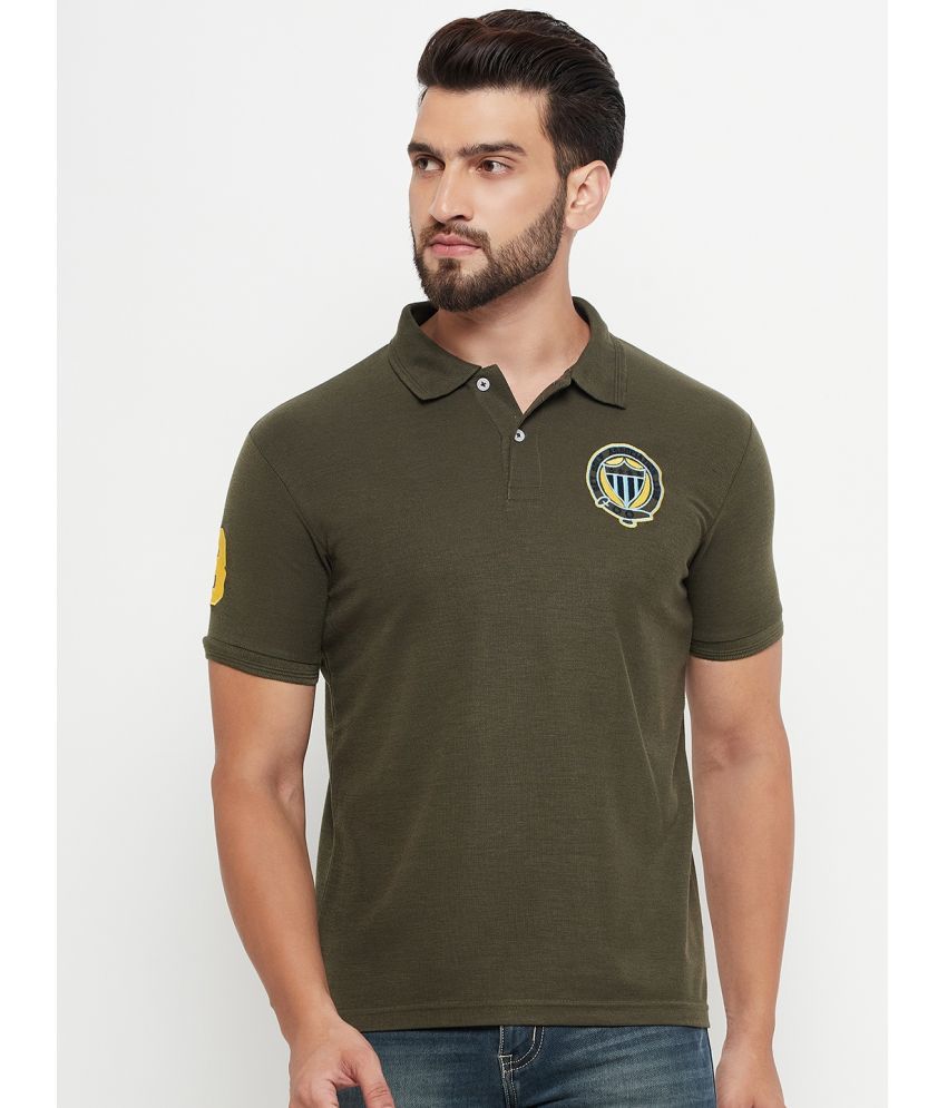     			GET GOLF Cotton Blend Regular Fit Solid Half Sleeves Men's Polo T Shirt - Olive ( Pack of 1 )