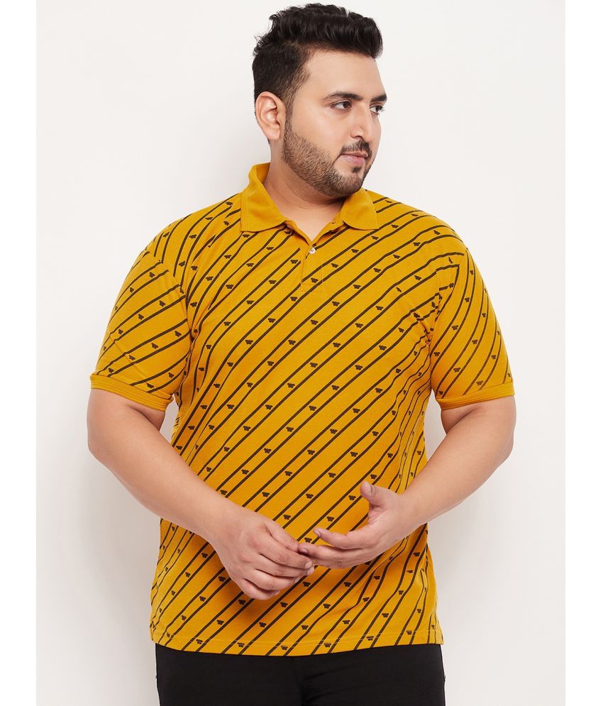     			GET GOLF Cotton Blend Regular Fit Striped Half Sleeves Men's Polo T Shirt - Mustard ( Pack of 1 )