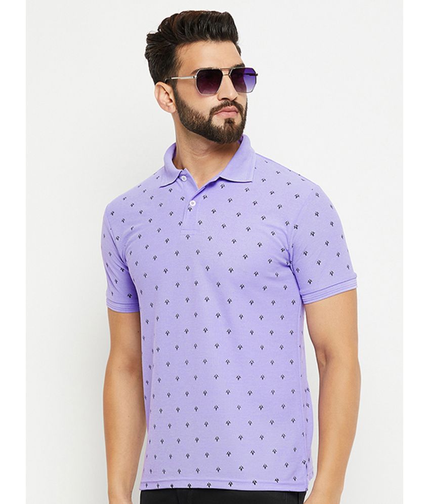     			GET GOLF Cotton Blend Regular Fit Printed Half Sleeves Men's Polo T Shirt - Lavender ( Pack of 1 )