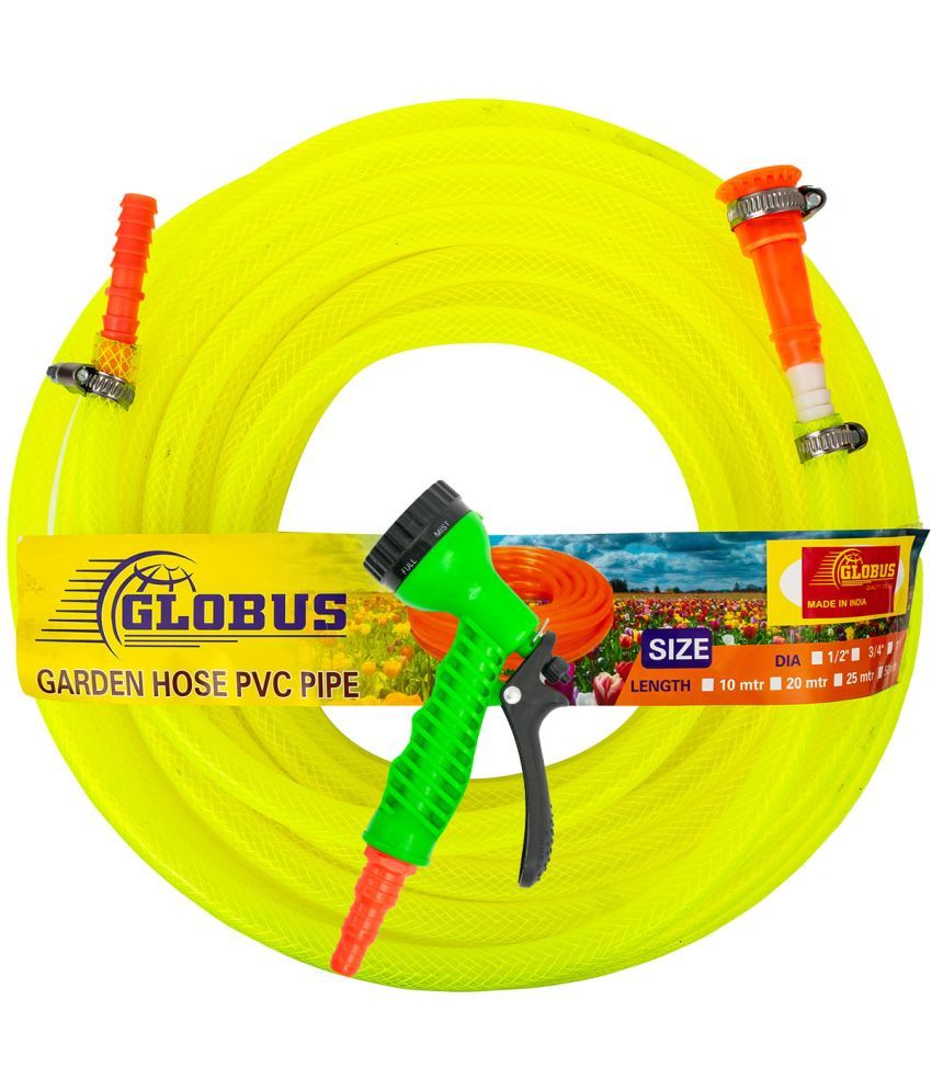     			Globus Garden Nylon Water Hose Pipe(Length-5 Mtr &Thickness-1/2"/12.5mm) Multicolour with Gun Sprayer