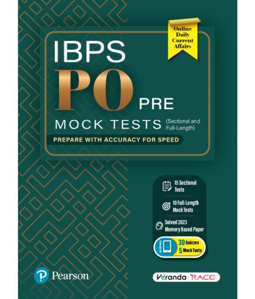     			IBPS PO Pre-Mock Tests, 15 Sectional and 10 Full-Length Tests with Solved 2023 Memory-based Paper - Pearson