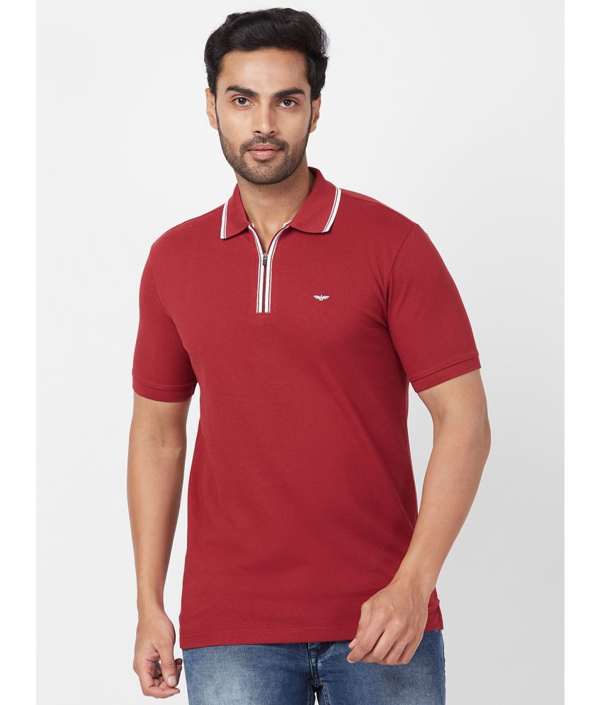     			Park Avenue Cotton Blend Slim Fit Solid Half Sleeves Men's Polo T Shirt - Red ( Pack of 1 )