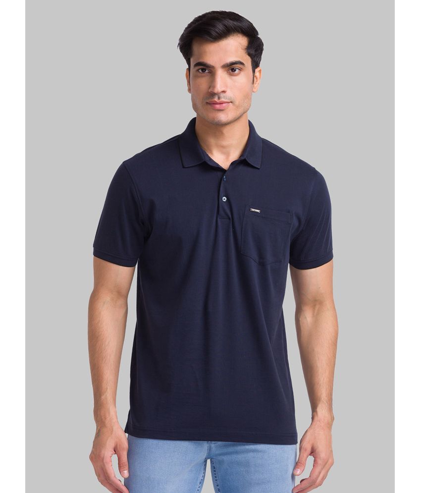     			Park Avenue Cotton Slim Fit Solid Half Sleeves Men's Polo T Shirt - Blue ( Pack of 1 )