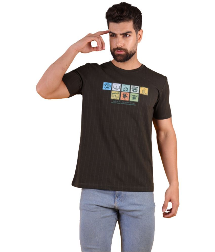     			SOCIAL FIBRE Cotton Blend Regular Fit Printed Half Sleeves Men's T-Shirt - Coffee ( Pack of 1 )