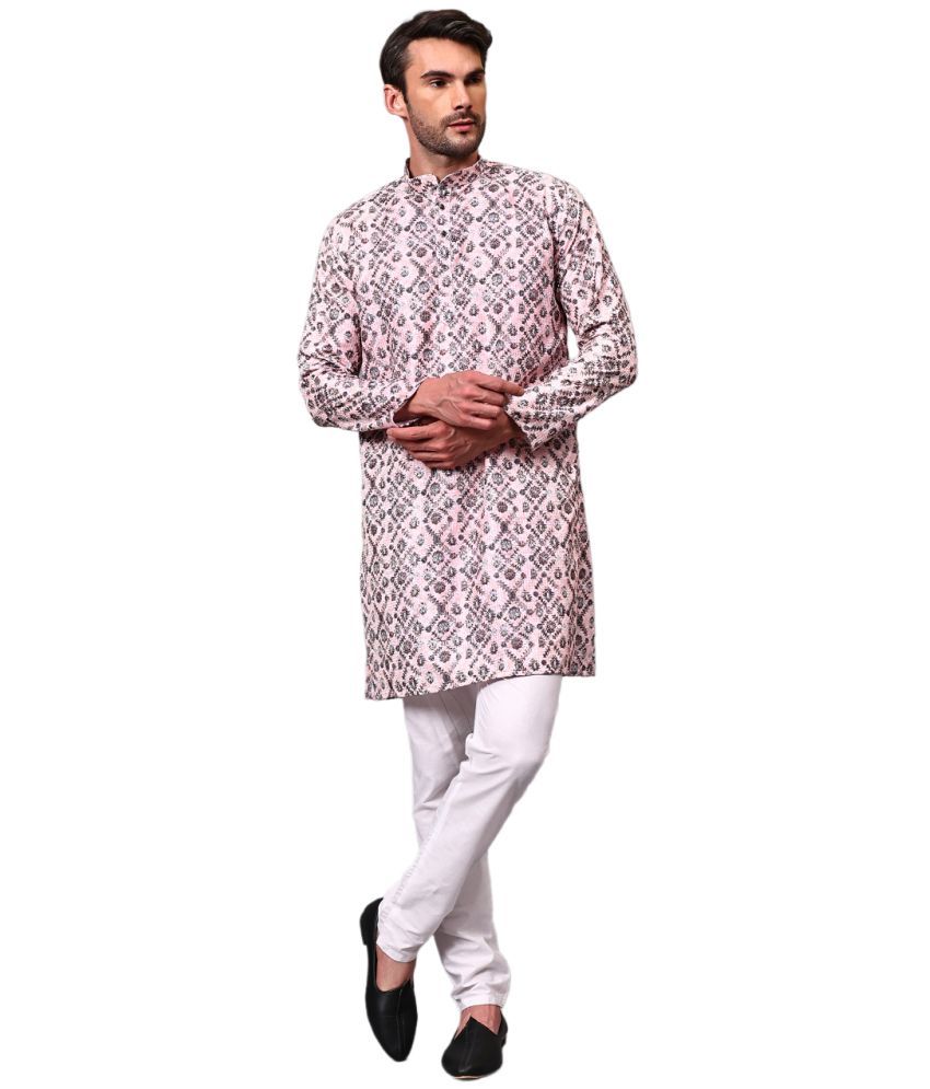     			Yugnik Peach Rayon Regular Fit Men's Kurta Pyjama Set ( Pack of 1 )