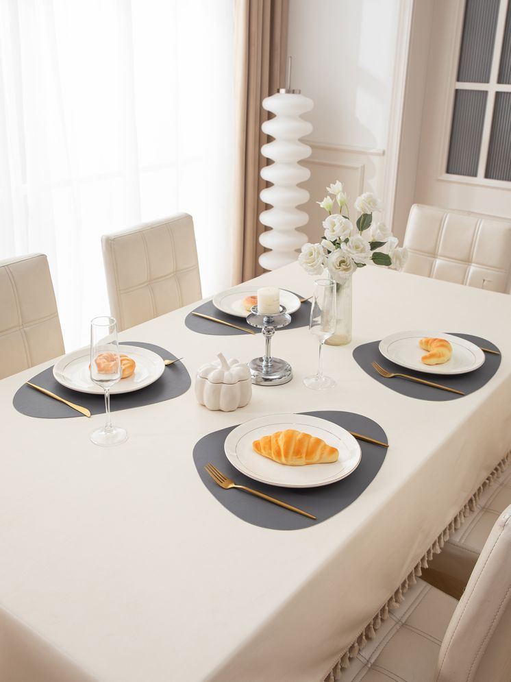     			HOKIPO Faux Leather Solid Table Mats ( 45 cm x 30 cm ) Pack of 4 - Gray