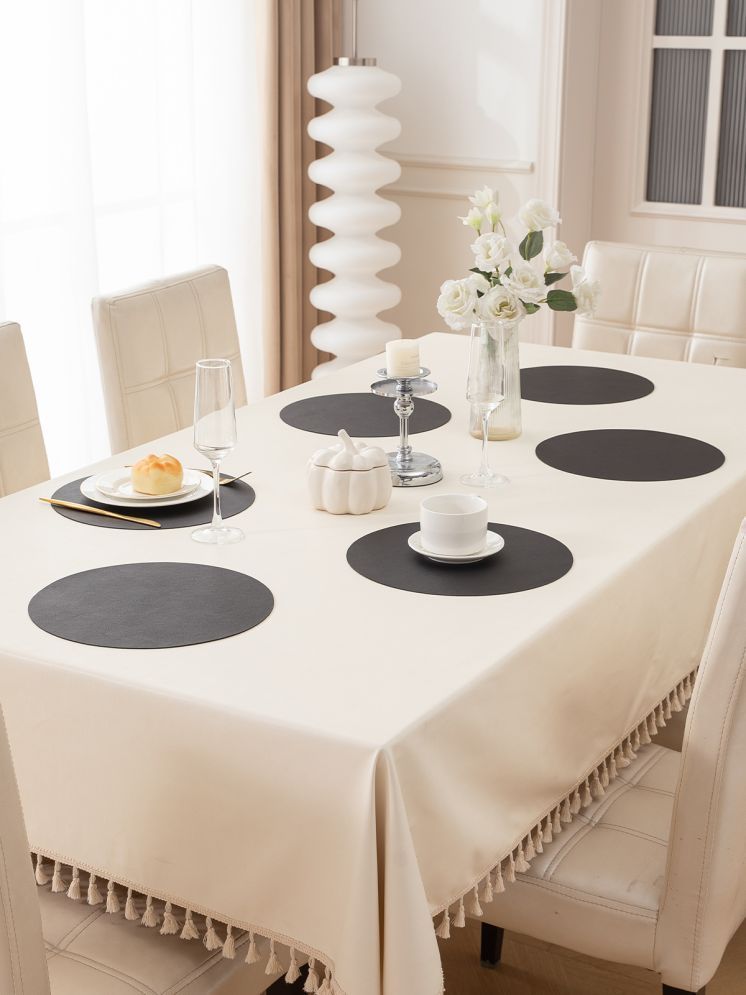     			HOKIPO Faux Leather Solid Table Mats ( 30 cm x 30 cm ) Pack of 6 - Black