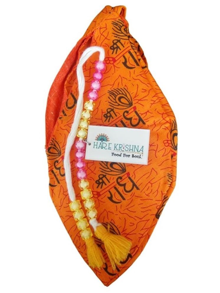     			Hare Krishna Food For Soul Shri Radhe Orange Jholi | Bead Jaap Mala Bag Japa Mala Bag/Gaumukhi 1 ( Pack of 1 )