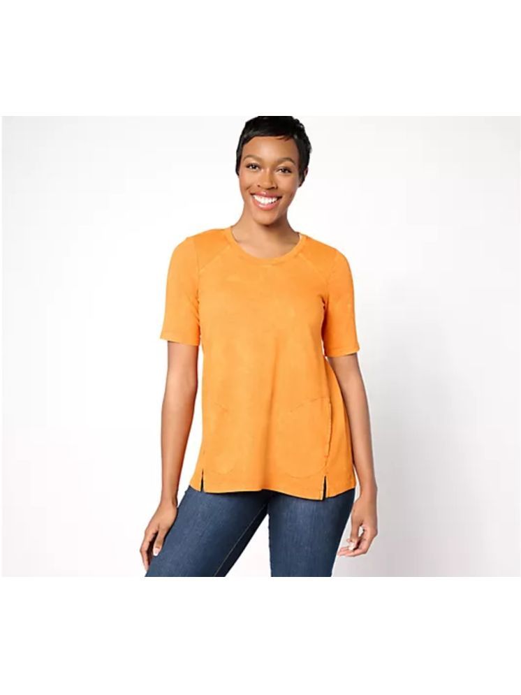     			Mishey Yellow Cotton Women's Regular Top ( Pack of 1 )