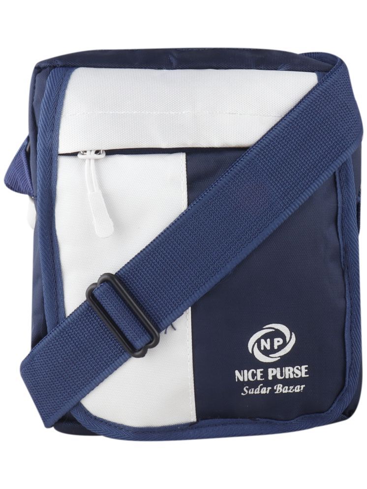     			Nice Purse Navy Blue Colorblocked Messenger Bag