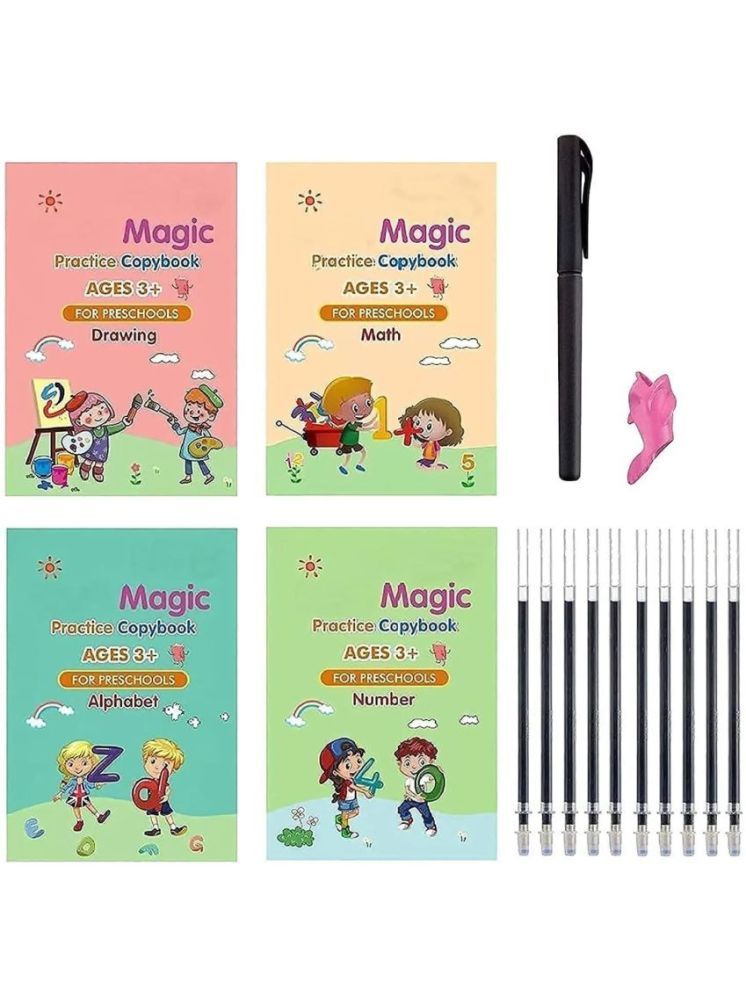     			Sank Magic Book for Kids, Sank Magic Practice Copybook, (4 Book+10 Refill+1 Pen+1 Grip) Number Tracing Book for Pre-School with Pen, Magic Calligraphy Copybook Set for Kids