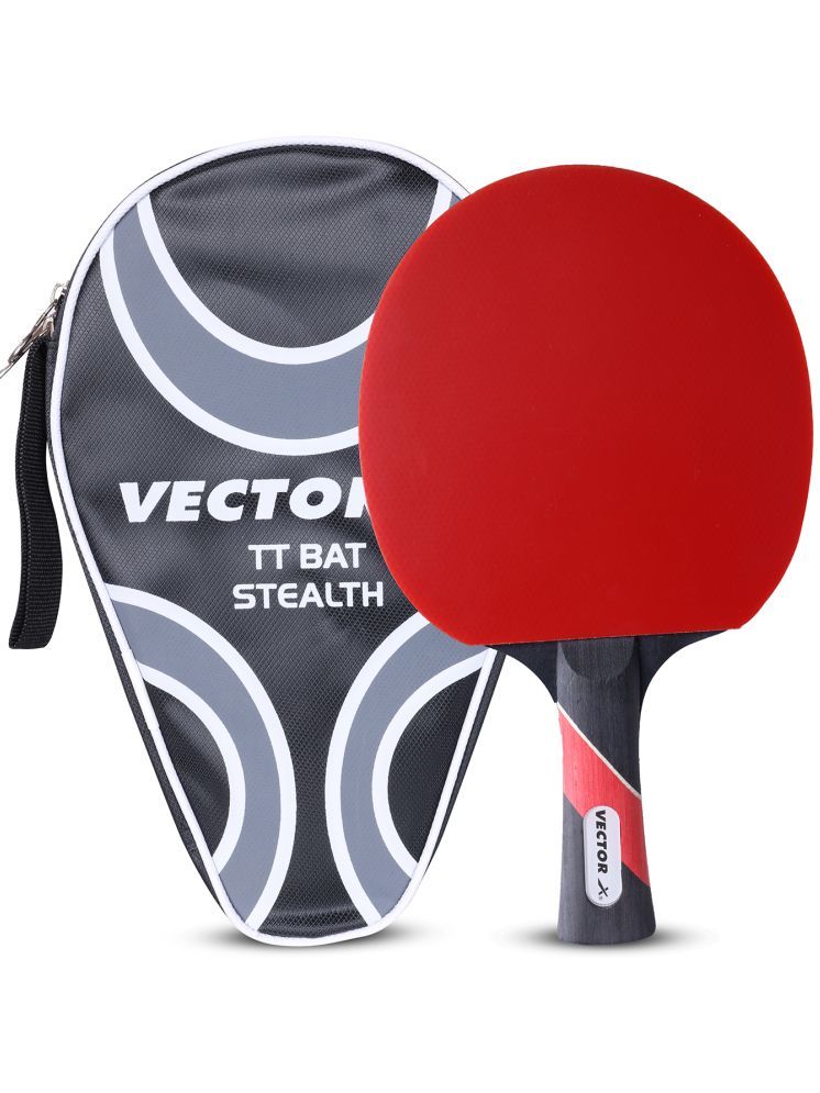     			Vector X Stealth 1 Pc TT Bat Racquet in Wooden Red Black Table Tennis Racquet