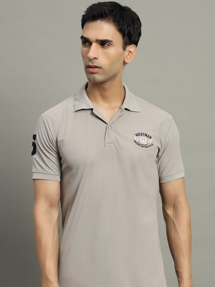     			WESTMAN Cotton Blend Regular Fit Embroidered Half Sleeves Men's Polo T Shirt - Grey ( Pack of 1 )