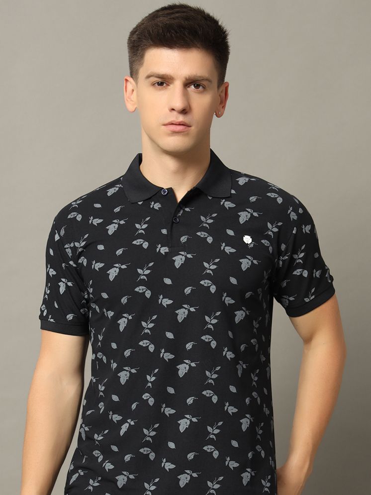     			WESTMAN Cotton Blend Regular Fit Printed Half Sleeves Men's Polo T Shirt - Black ( Pack of 1 )