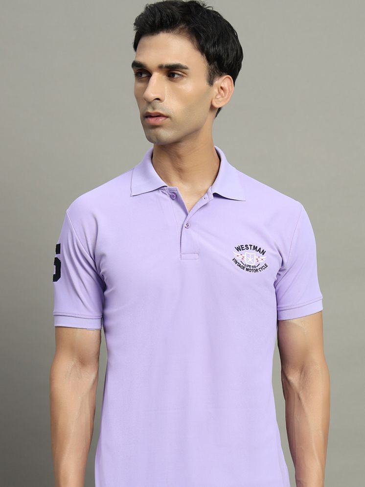     			WESTMAN Cotton Blend Regular Fit Embroidered Half Sleeves Men's Polo T Shirt - Lavender ( Pack of 1 )