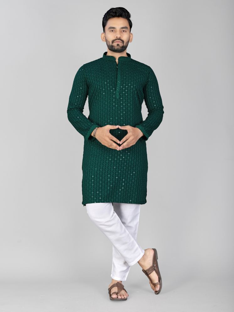     			allan peter Dark Green Cotton Blend Men's Regular Kurta ( Pack of 1 )