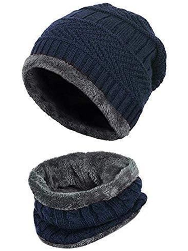     			ATIPRIYA Blue Woollen Women's Cap ( Pack of 1 )